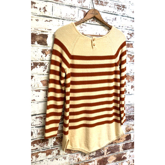 Free People Beach Pure Cotton Knit Nautical Striped Oversided Tunic Sweater - Picture 10 of 11